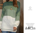 Women's Gradient Striped Color Matching Sweater Loose Green Sweater