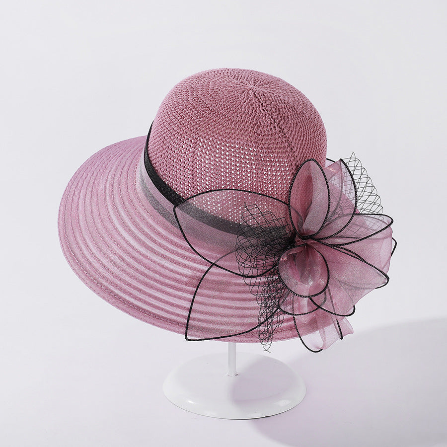 Women's Organza Large Brim Stitching Sunshade Hat