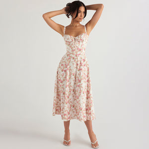 Seaside Vacation Sling Back Cross Tied Slim Fit Overknee Dress