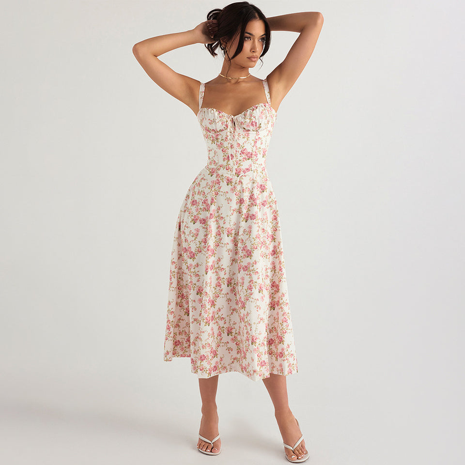 Seaside Vacation Sling Back Cross Tied Slim Fit Overknee Dress