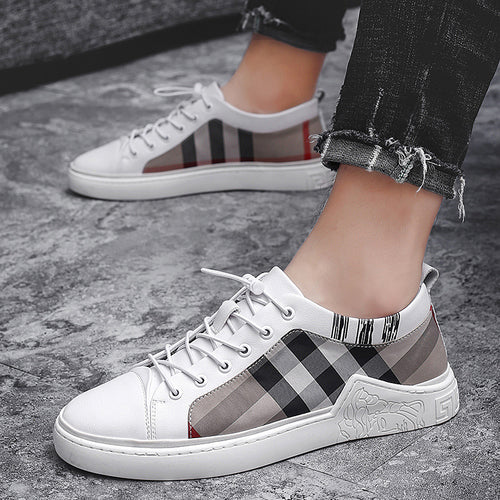 Breathable Check Cloth Board Shoes Youth Casual Shoes Men