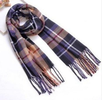 Men'S Wool Scarf Short Winter Warm Thin Neck Scarf Plaid Elderly Middle Aged Youth Leisure