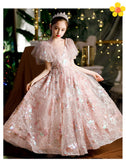 Girls' Dresses, Couture Little Girls, 10-Year-Old Princess Dress, Sequins, Host Catwalk Show, Piano Performance Clothing, Children