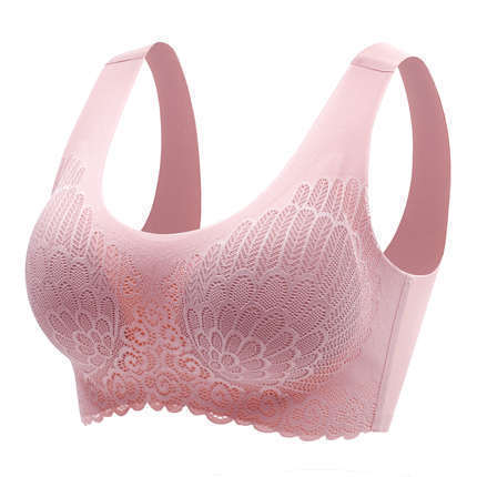 Natural Thai Latex Underwear 4.0 Angel Wings Seamless One Piece Women's Lace Sports Bra Without Steel Ring