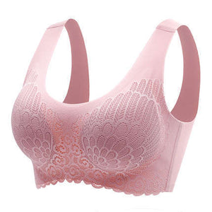 Natural Thai Latex Underwear 4.0 Angel Wings Seamless One Piece Women's Lace Sports Bra Without Steel Ring
