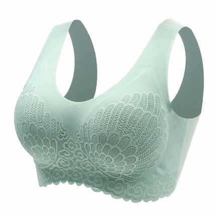 Natural Thai Latex Underwear 4.0 Angel Wings Seamless One Piece Women's Lace Sports Bra Without Steel Ring