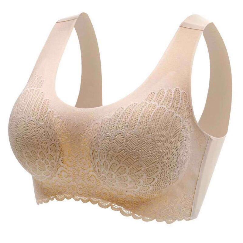 Natural Thai Latex Underwear 4.0 Angel Wings Seamless One Piece Women's Lace Sports Bra Without Steel Ring