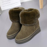 Snow Boots Women Winter New Trendy Warm Short Boots Cotton Shoes Non-Slip Middle Tube Thick Bottom Plus Velvet Snow Cotton