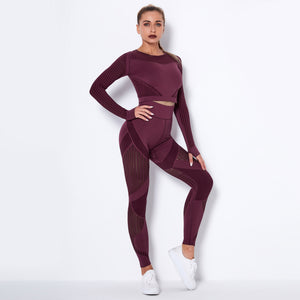 Seamless Knitted Absorbent Yoga Long-Sleeved Suit Yoga suit set