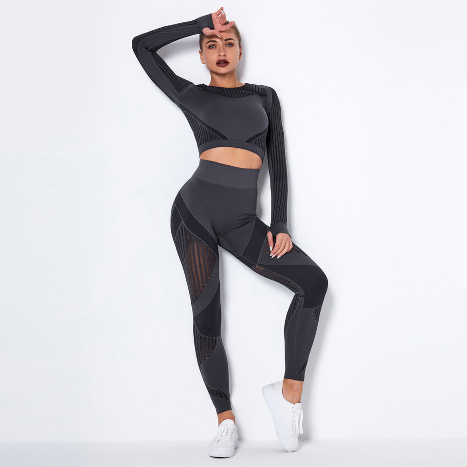 Seamless Knitted Absorbent Yoga Long-Sleeved Suit Yoga suit set