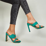All-match Rhinestone Square Toe Slippers Women's Outerwear