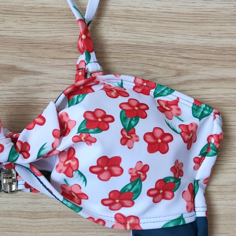 Women'S Swimwear High Waist One-Piece Multicolor Printed Maternity Swimwear