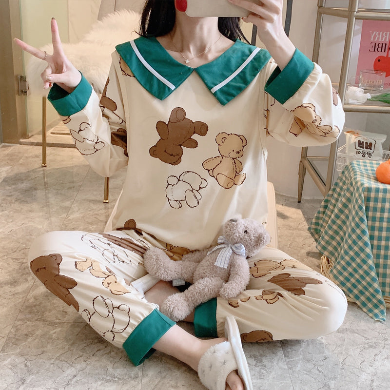 Vêtements de confinement Pyjama d'été fin en coton pour femmes enceintes allaitantes du printemps et de l'automne post-partum