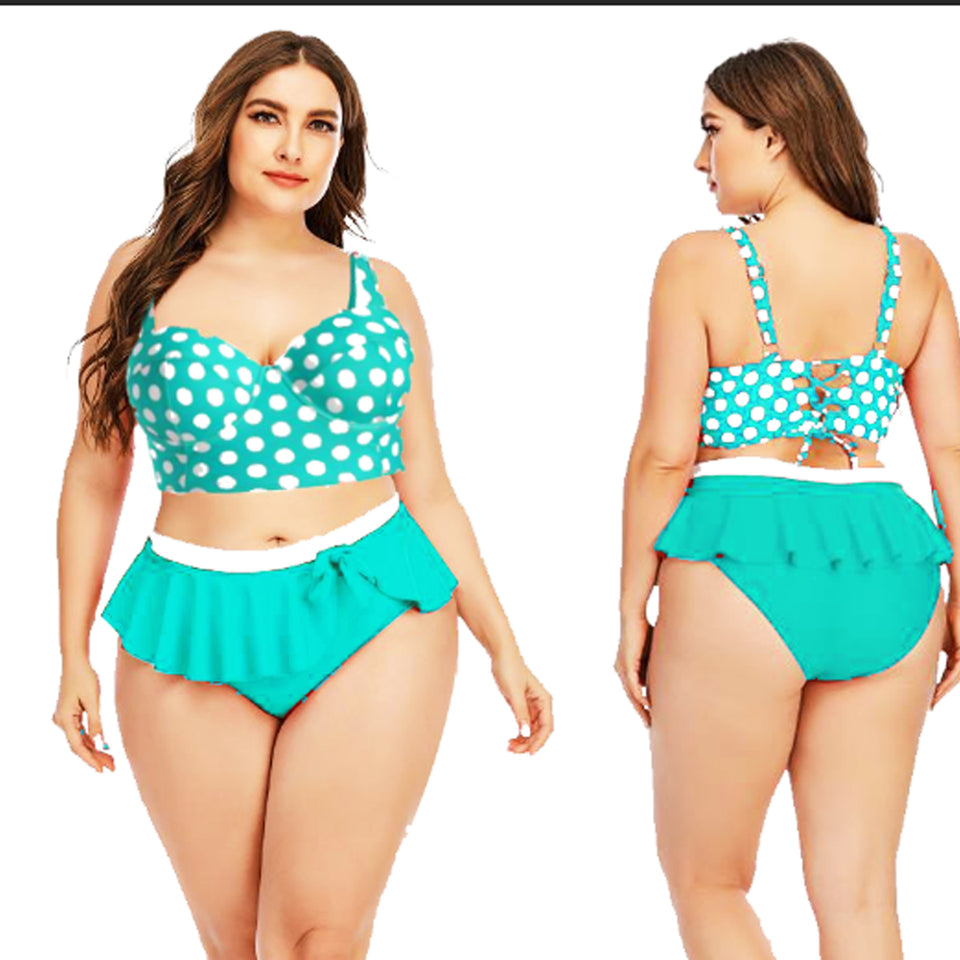 Plus Size Swimwear Female Push Up Bikini With Wave Women Bikini Set Two Pieces Swimsuit Bathing Suit Swim Beach Dress