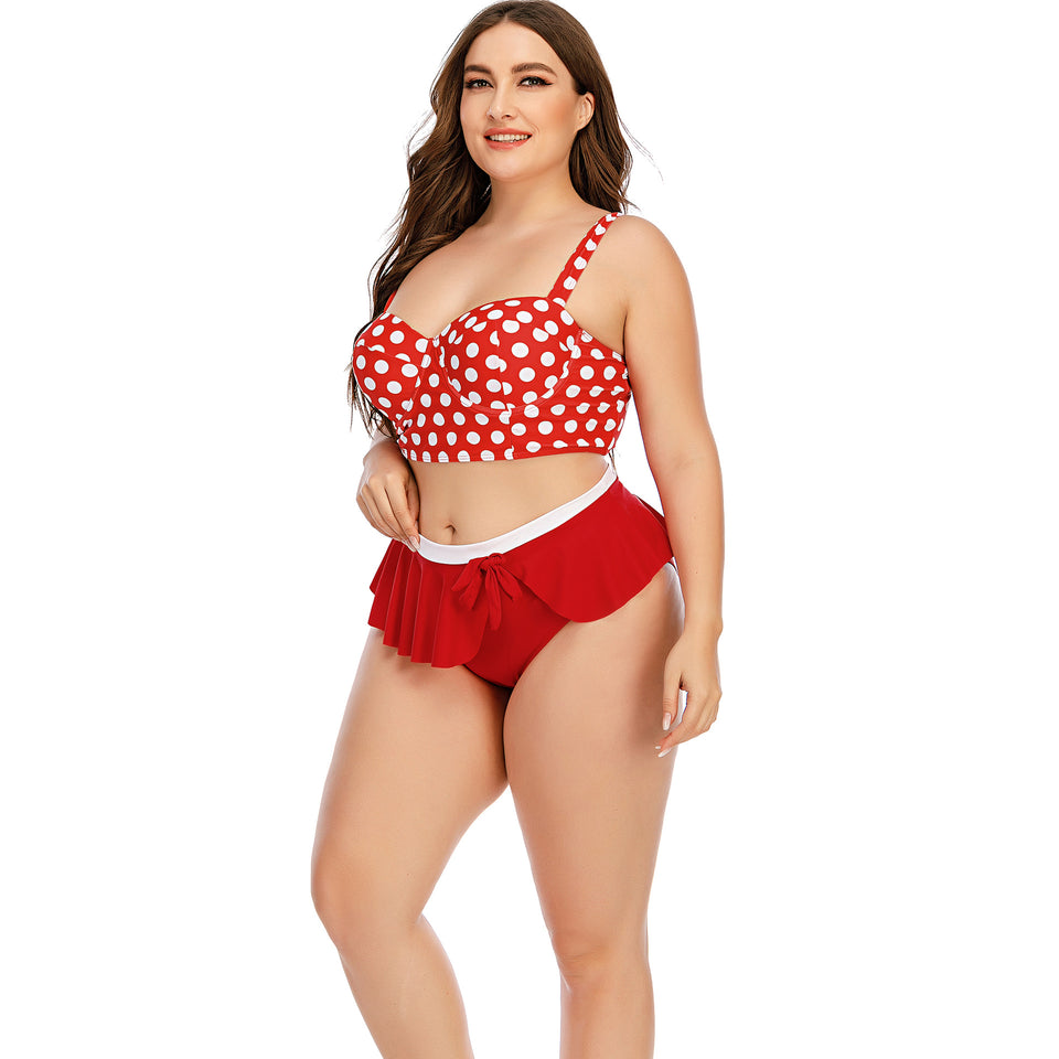 Plus Size Swimwear Female Push Up Bikini With Wave Women Bikini Set Two Pieces Swimsuit Bathing Suit Swim Beach Dress