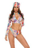 Printed Bikini Ladies Split Long-sleeved New Swimsuit Bikini Set