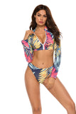 Printed Bikini Ladies Split Long-sleeved New Swimsuit Bikini Set