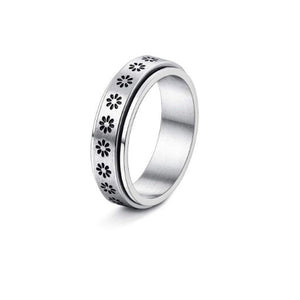 Stainless Steel Rotatable Spinner Ring Moon Stars Relieve Anxiety Rings