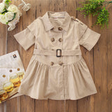 Kids Summer Clothing Beige Children Shirt Girls' Dress Medium And Large Children's Dress Children Shirt