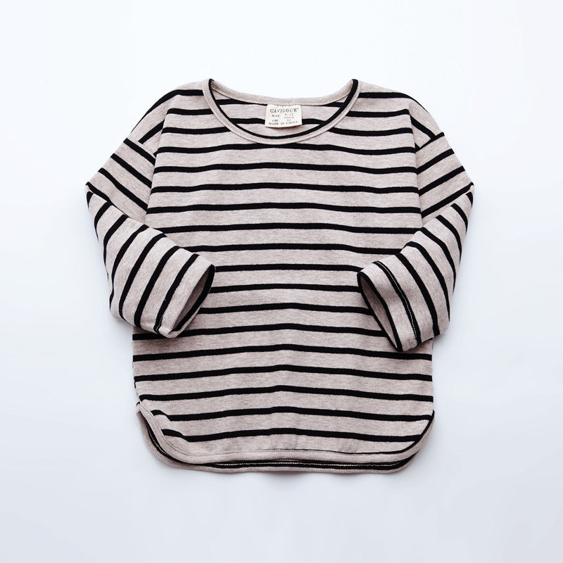 Fashion Striped Print Kids Baby Girls Clothes Cotton Long Sleeve Top