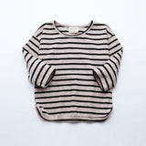 Fashion Striped Print Kids Baby Girls Clothes Cotton Long Sleeve Top