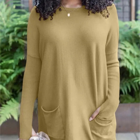 Akatonbo Fashion Pocket Long Sleeve Top For Women