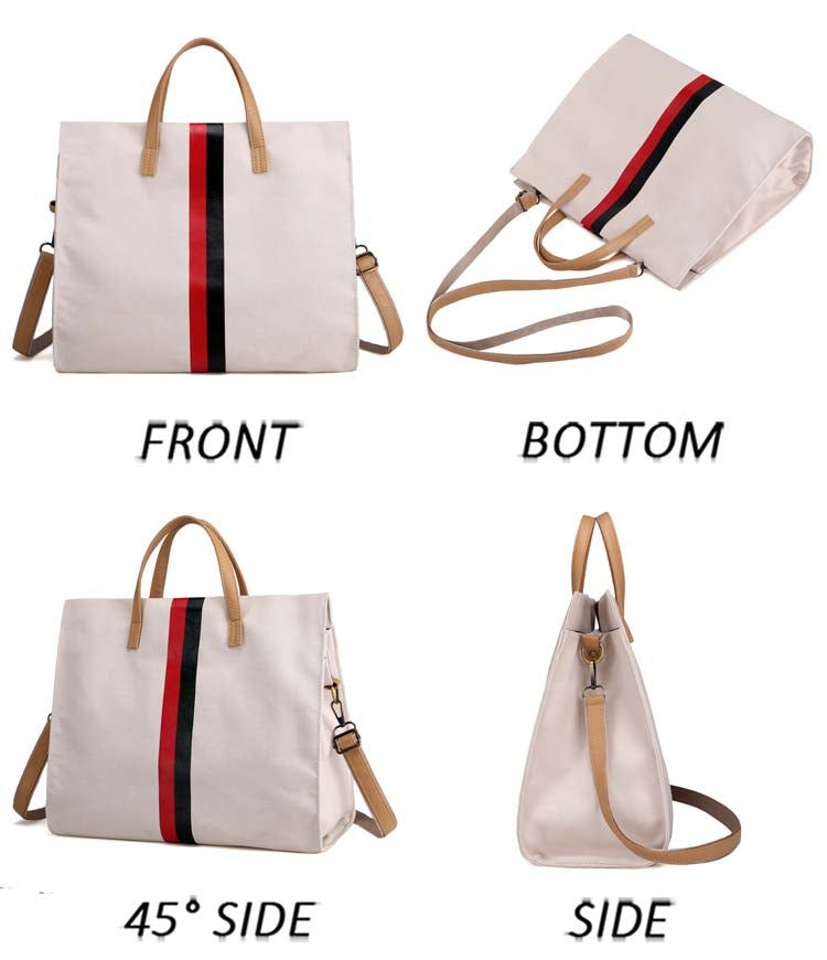 Canvas Ladies Work Bag Women Tote Hand Bag Shoulder Bag for Women Fashion Lady Shopping Canvas Stripe Tote Bags Female Handbags