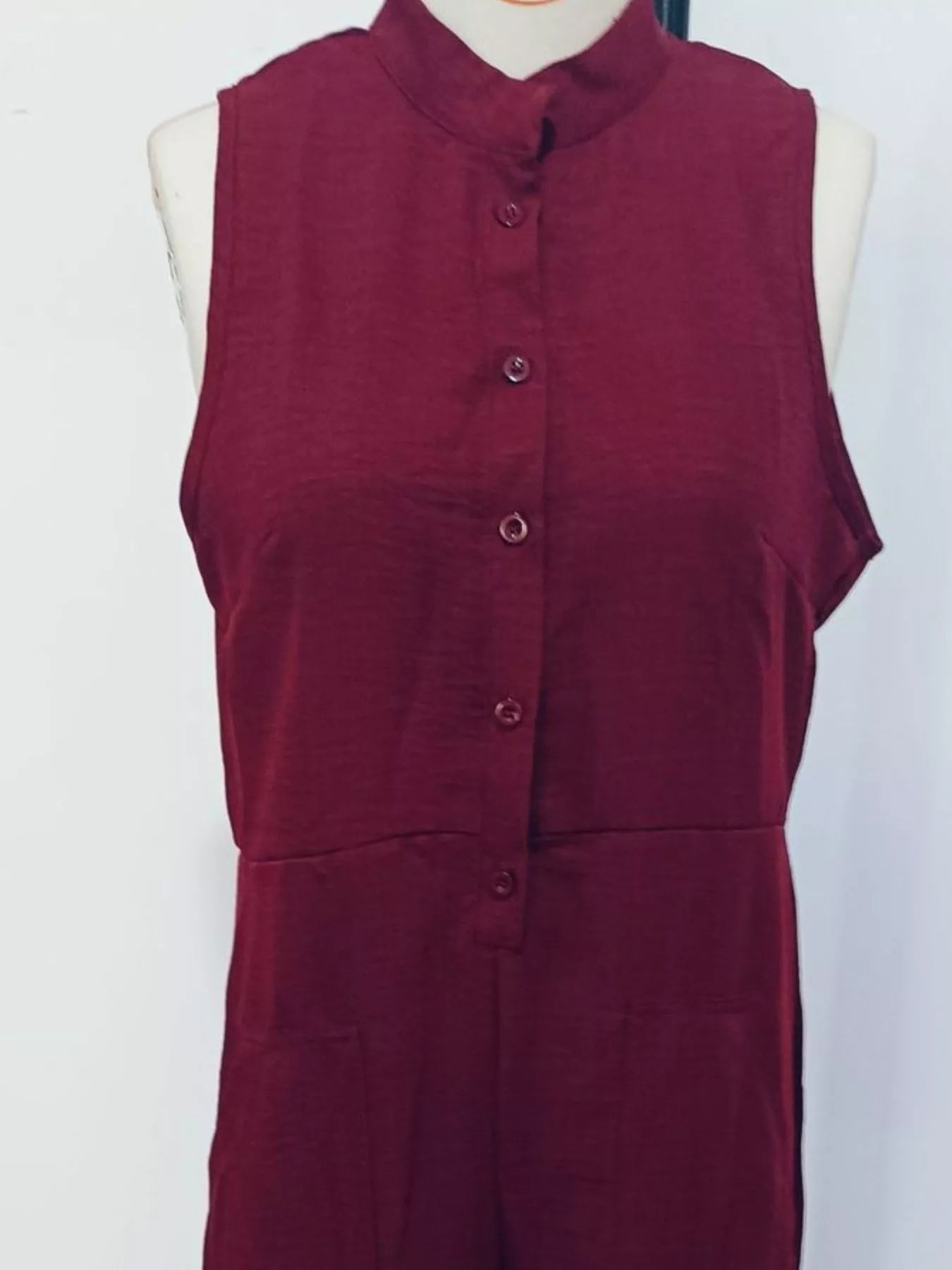 Shop Full Size Button Front Sleeveless Jumpsuit Plus Size - Women's Fashion | Akatonbo