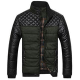 Winter Fashion Men's Jackets and Coats Outerwear 4XL PU Patchwork Stitching Self-cultivation Collar