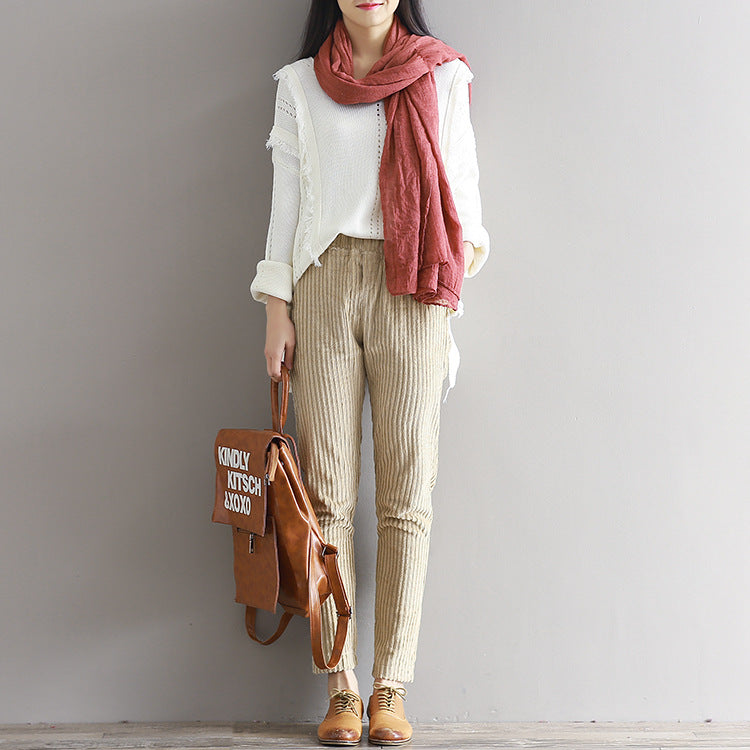 Akatonbo Large Size Women'S Art Fan Xian Thin Corduroy Pants Autumn And Winter Loose Casual Trousers