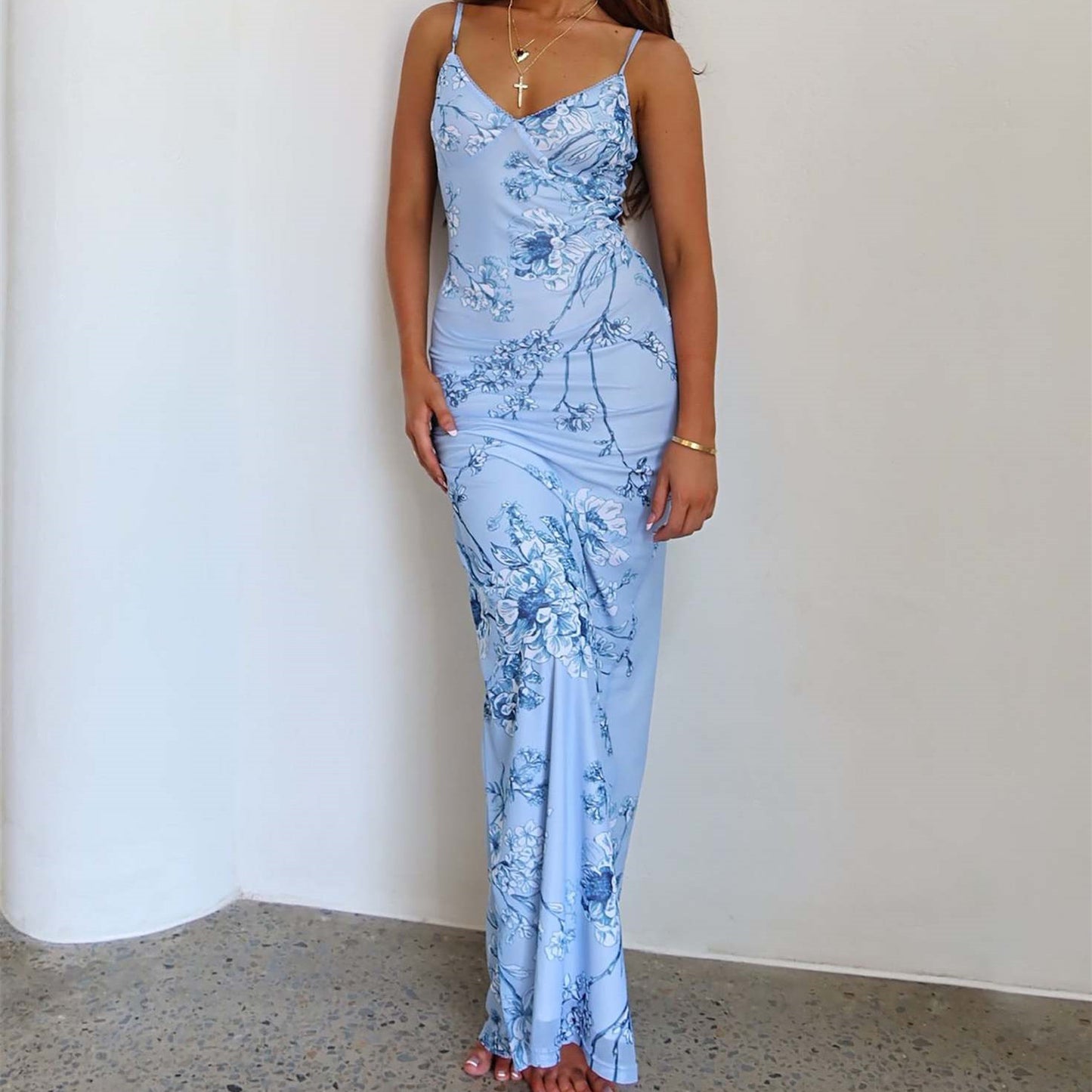 Robe bustier d'été décontractée moulante imprimée pour femme