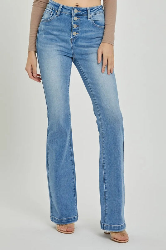 Akatonbo Risen Full Size High Rise Button Fly Bootcut Jeans