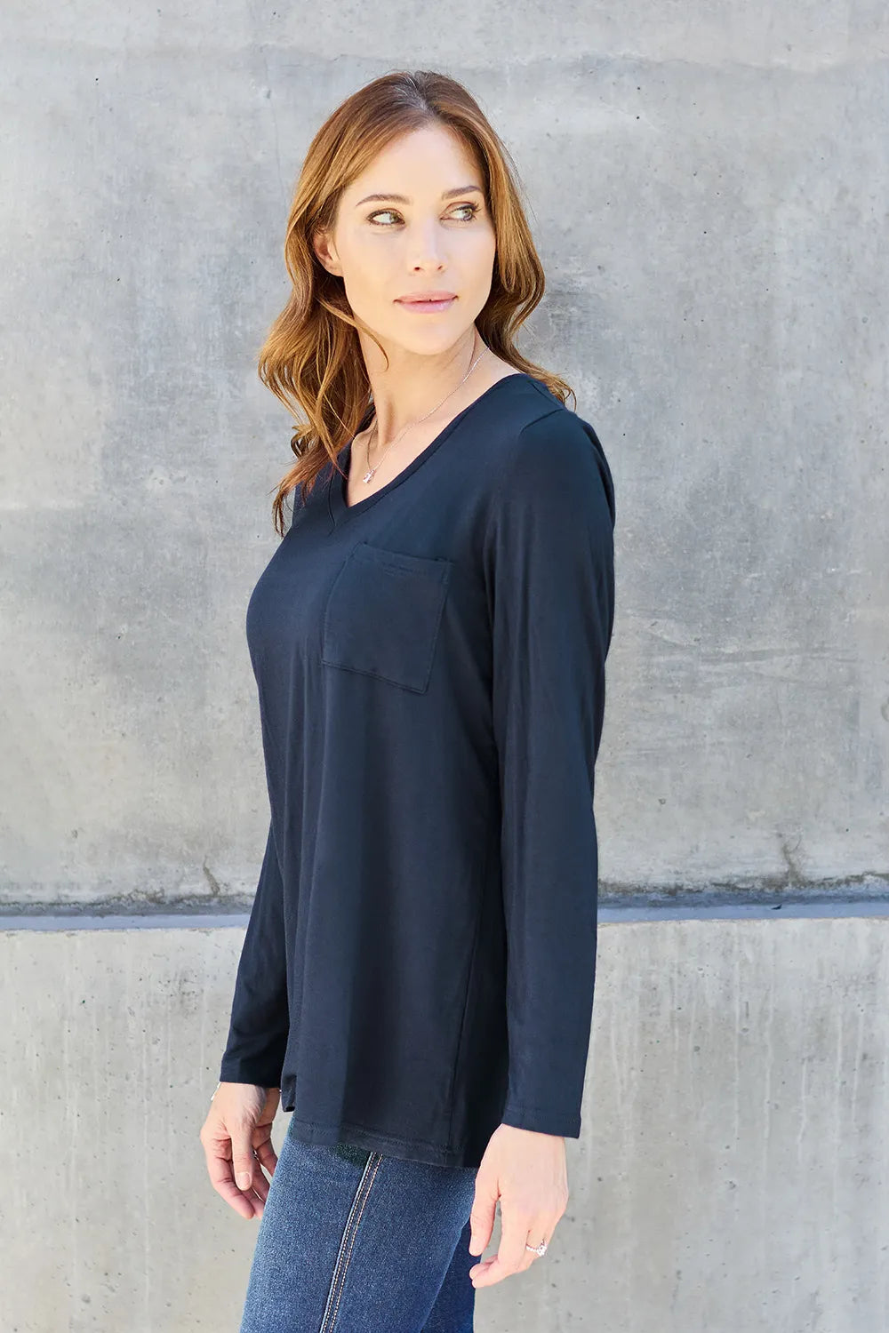 Shop Basic Bae Full Size V-Neck Long Sleeve Top - Women's Fashion | Akatonbo