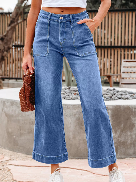 Shop High-Waisted Wide Leg Flare Jeans - Women's Fashion | Akatonbo