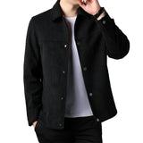 Men's Solid Color Casual Polo Collar Corduroy Jacket