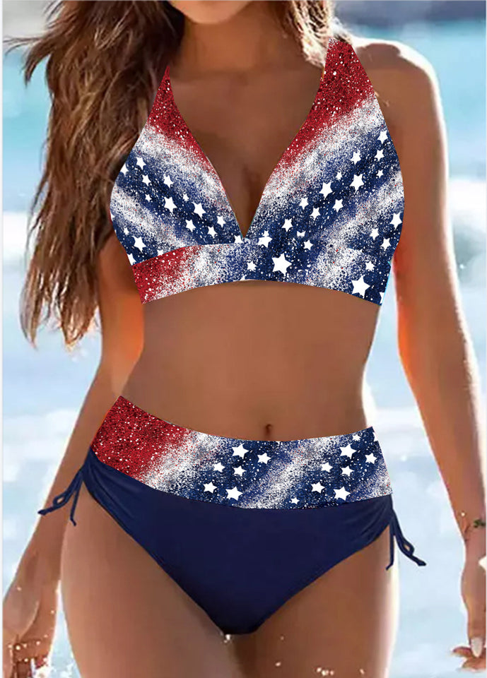 Swimwear Striped Printed Split Sexy Bikini