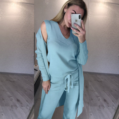 women fashion suits knitted three-piece set