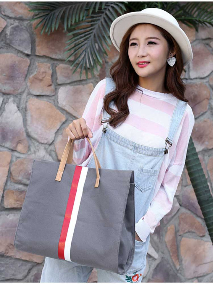 Canvas Ladies Work Bag Women Tote Hand Bag Shoulder Bag for Women Fashion Lady Shopping Canvas Stripe Tote Bags Female Handbags