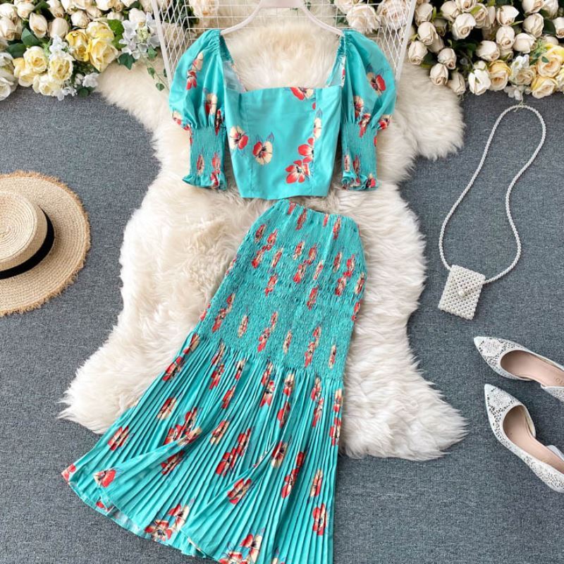 Women's clothing suits 2 piece skirt set