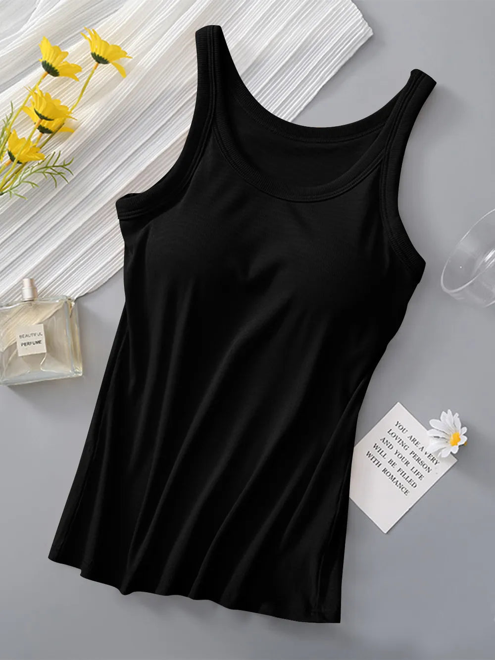 Shop Round Neck Tank with Bra - Women's Fashion | Akatonbo