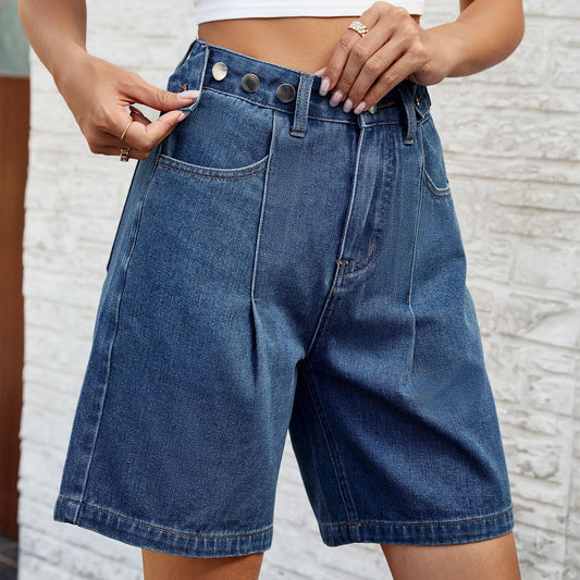 Akatonbo Denim Shorts With Waist Adjustable Design Fashion Summer Pants For Women
