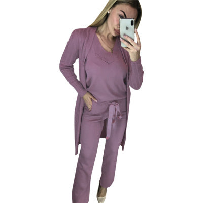women fashion suits knitted three-piece set