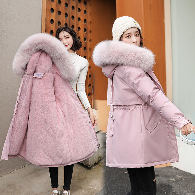 Mid-length Plus Velvet Thick Anti-season Korean Cotton Coat