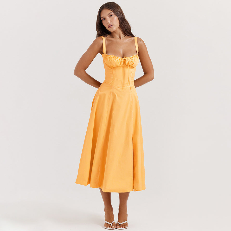 Seaside Vacation Sling Back Cross Tied Slim Fit Overknee Dress