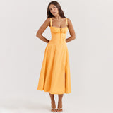 Seaside Vacation Sling Back Cross Tied Slim Fit Overknee Dress