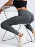 3 Pack V-Back Scrunch Butt Workout Leggings, Women Seamless Gym Yoga Leggings High Waist Active Yoga Pants, Yoga Leggings High Waist Active Yoga Pants