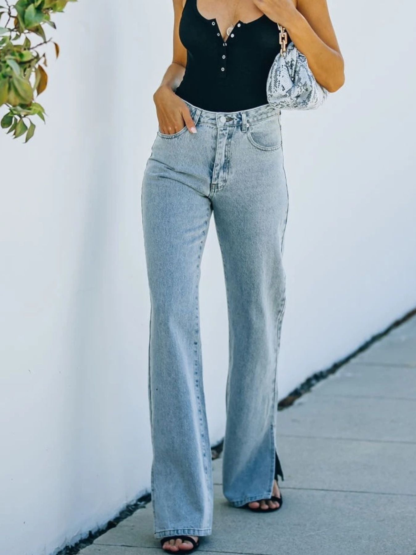 Shop Slit Hem Bootcut Jeans - Women's Fashion | Akatonbo