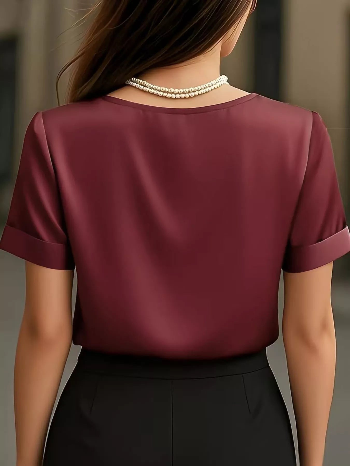 Shop V-Neck Satin Blouse - Women's Fashion | Akatonbo