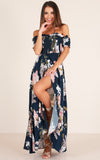 One-line Collar Off-shoulder High-waist Short-sleeved Dress