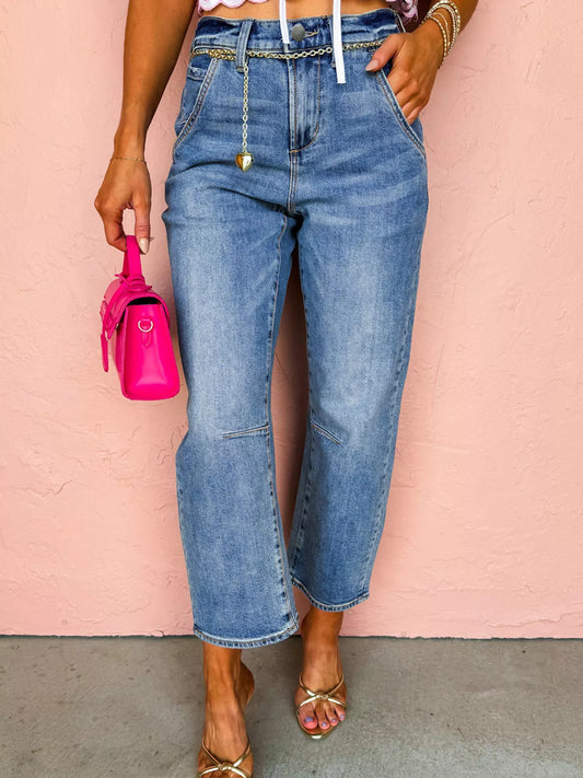 Shop Seam Detail Loose Fit Cropped Jeans - Women's Fashion | Akatonbo